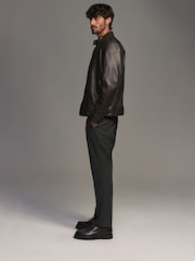 Charcoal Grey Elasticated Waist Smart Wool Blend Joggers - Image 4 of 10
