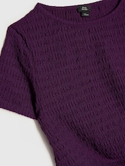 River Island Purple Textured Tied Top & Wide Fit Trousers Set - Image 4 of 5