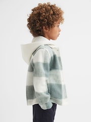 Reiss Sage Scott 9-14 yrs Brushed Removable Hood Check Jacket - Image 1 of 8