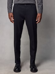 Navy Blue Elasticated Waist Smart Wool Blend Joggers - Image 1 of 9