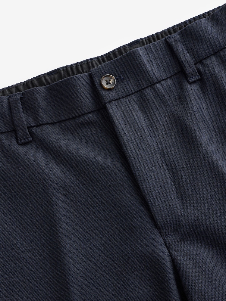 Navy Blue Elasticated Waist Smart Wool Blend Joggers - Image 3 of 9