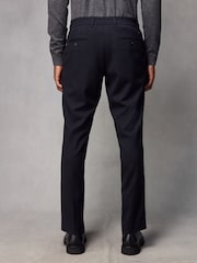 Navy Blue Elasticated Waist Smart Wool Blend Joggers - Image 4 of 9