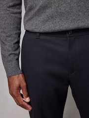 Navy Blue Elasticated Waist Smart Wool Blend Joggers - Image 5 of 9