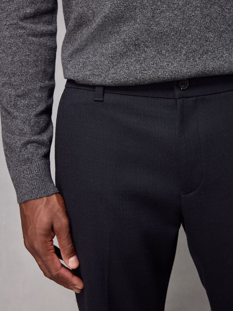 Navy Blue Elasticated Waist Smart Wool Blend Joggers - Image 5 of 9