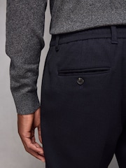 Navy Blue Elasticated Waist Smart Wool Blend Joggers - Image 6 of 9