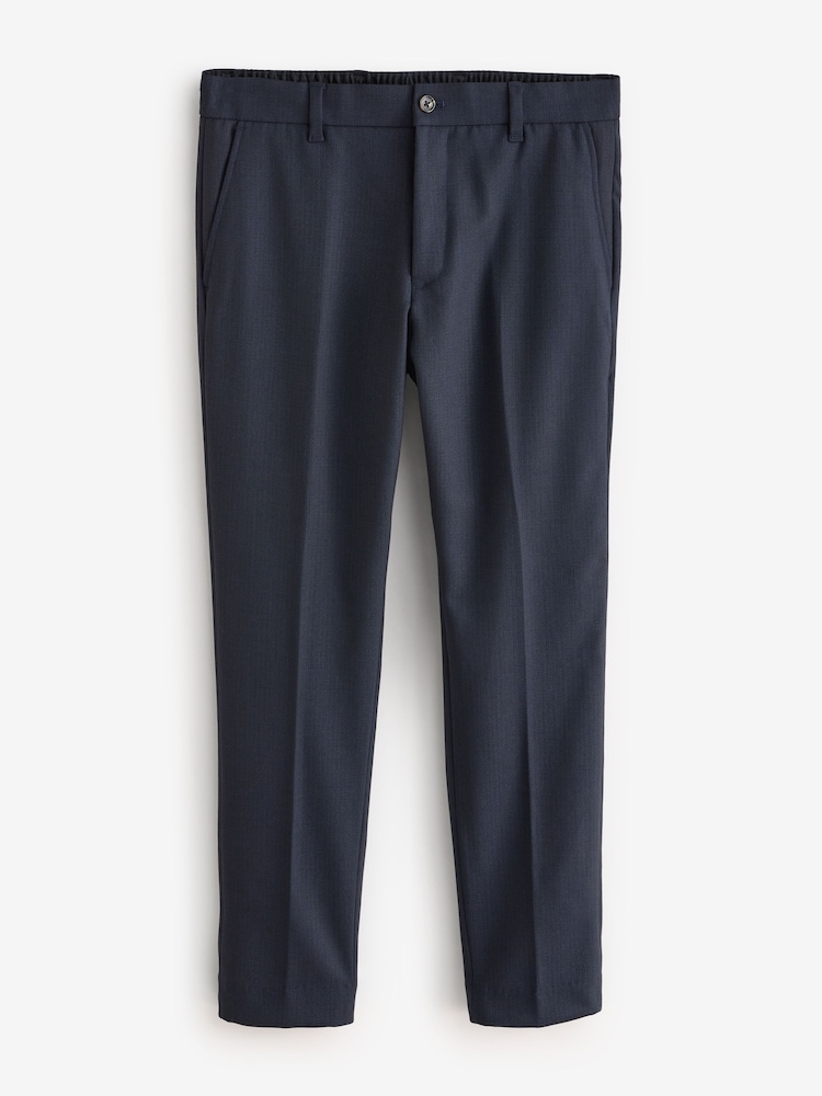 Navy Blue Elasticated Waist Smart Wool Blend Joggers - Image 7 of 9