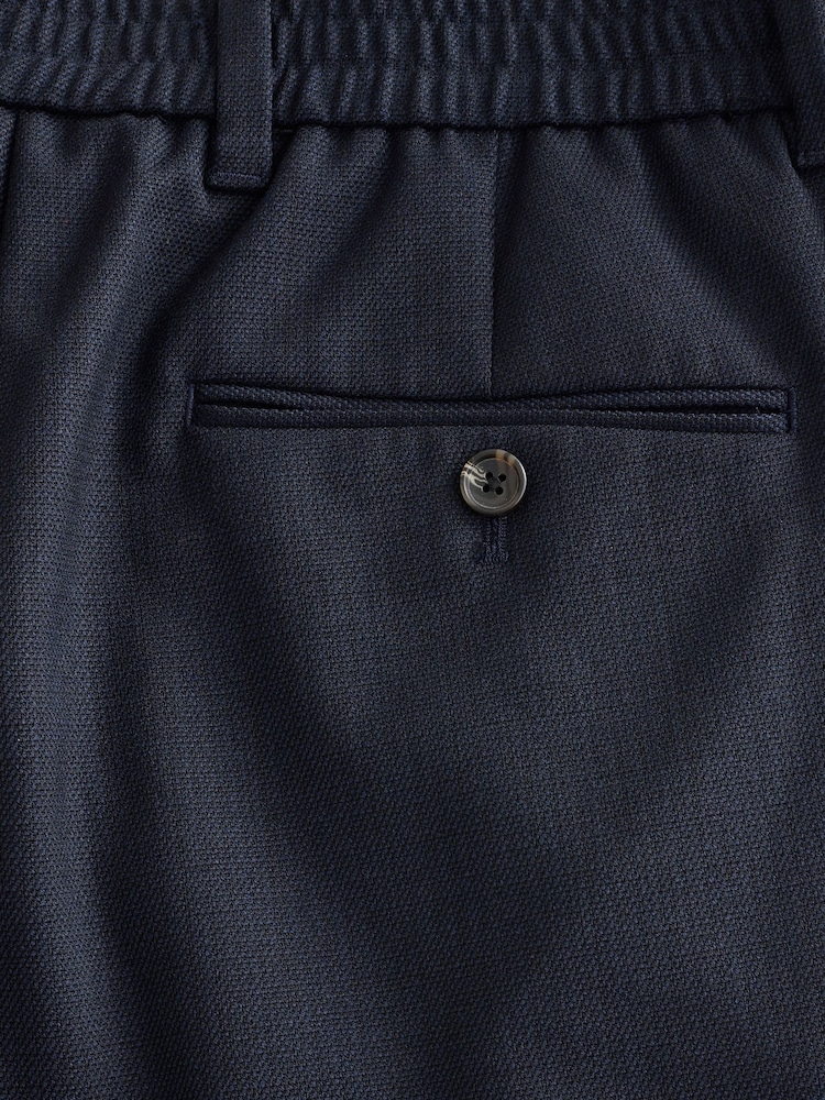 Navy Blue Elasticated Waist Smart Wool Blend Joggers - Image 9 of 9