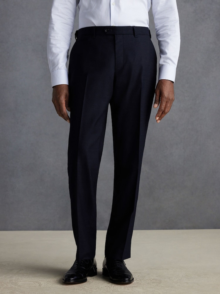 Azul marino - Corte slim - Pantalones de 100 % lana con cinturilla de Motion Flex de Signature - Imagen 1 de 9