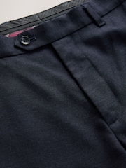 Navy Blue Slim Fit Signature 100% Wool Trousers With Motion Flex Waistband - Image 10 of 11