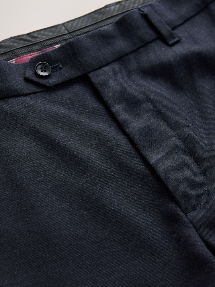 Navy Blue Slim Fit Signature 100% Wool Trousers With Motion Flex Waistband - Image 10 of 11