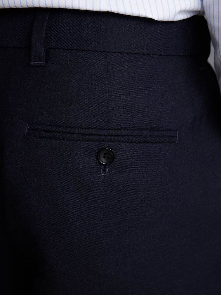 Navy Blue Slim Fit Signature 100% Wool Trousers With Motion Flex Waistband - Image 5 of 11