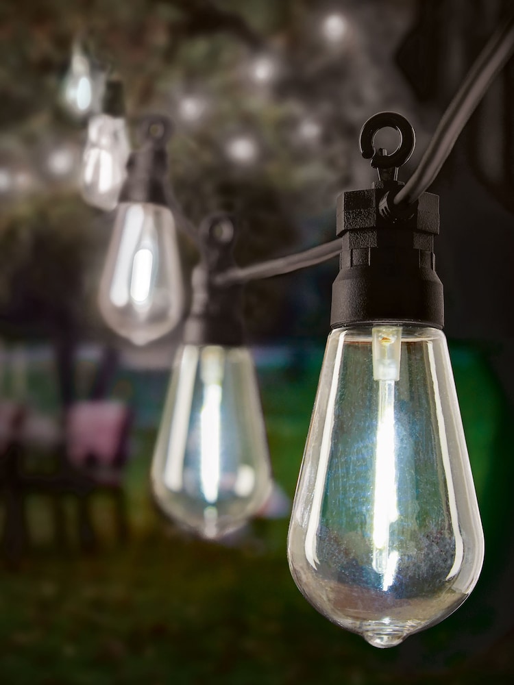 Premier Decorations Ltd Garden 20 White Connectable Festoon Lights - Image 1 of 3