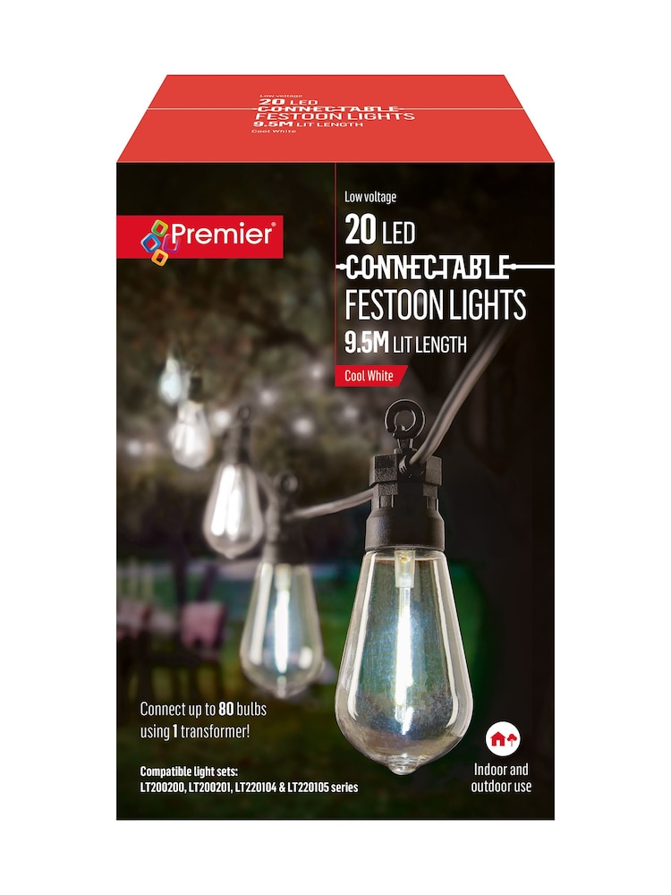 Premier Decorations Ltd Garden 20 White Connectable Festoon Lights - Image 3 of 3