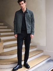 Black Elasticated Waist Smart Wool Blend Joggers - Image 2 of 4