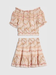 River Island Pink Ditsy Brunch Top & Rara Skirt Set - Image 2 of 4