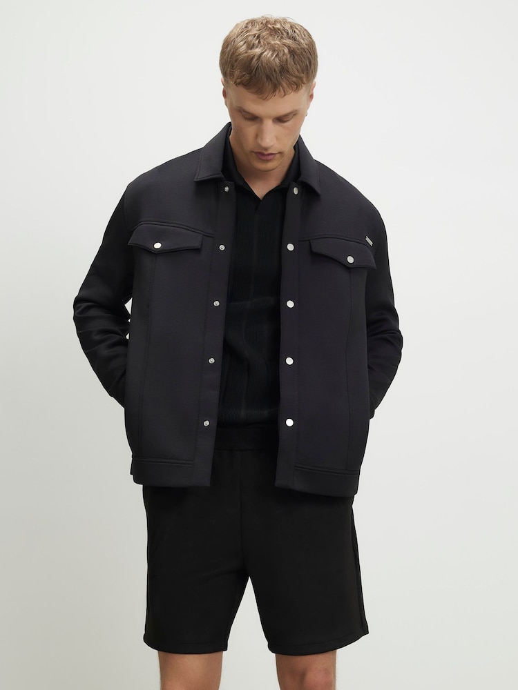 River Island Black Textured Scuba Overshirt - Image 2 of 4