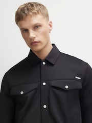 River Island Black Textured Scuba Overshirt - Image 4 of 4