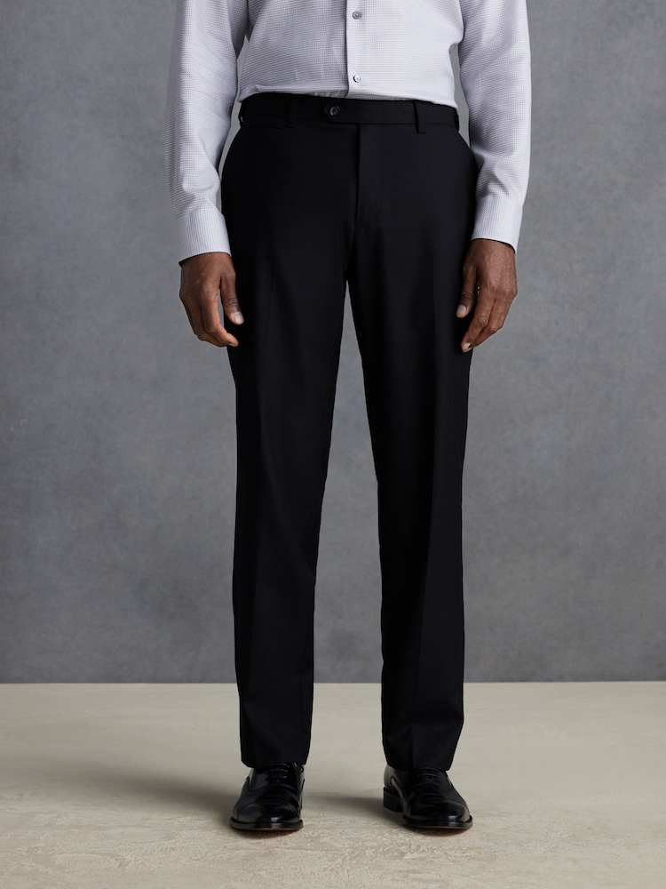 Black Slim Fit Signature 100% Wool Trousers With Motion Flex Waistband - Image 1 of 5 Black Slim Fit Signature 100% Wool Trousers With Motion Flex Waistband - Image 1 of 5