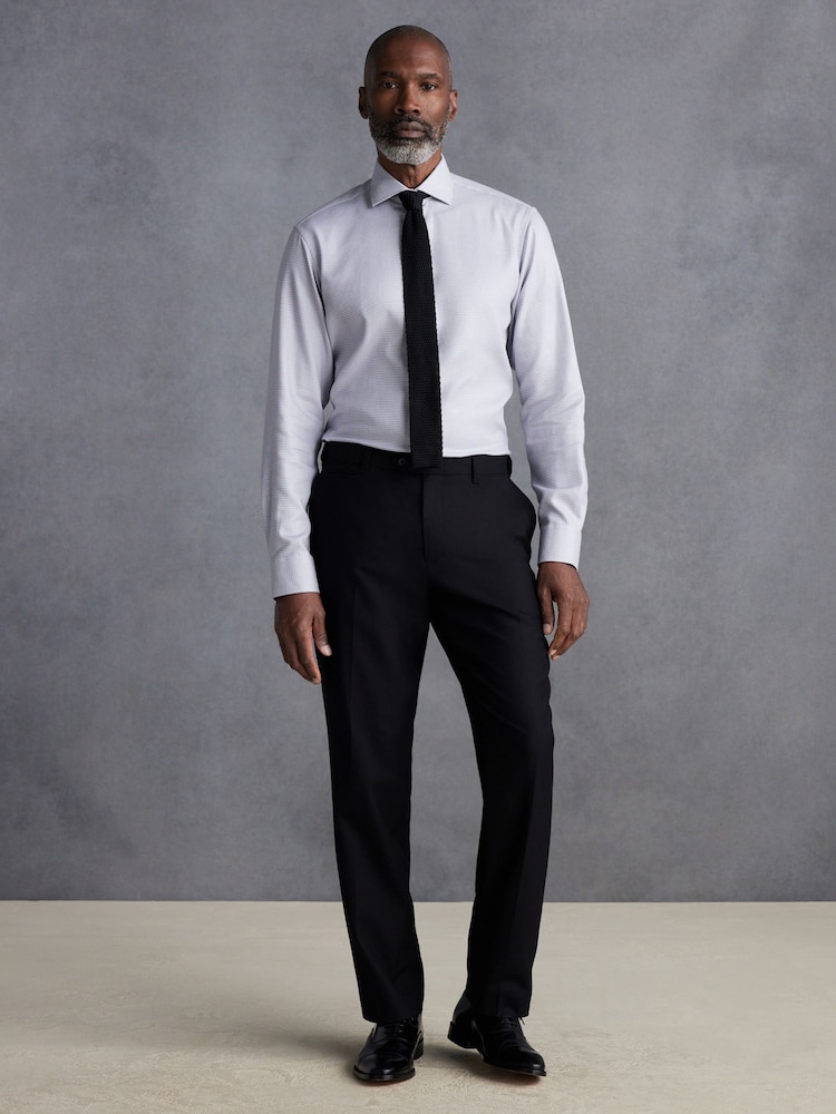 Black Slim Fit Signature 100% Wool Trousers With Motion Flex Waistband - Image 2 of 5 Black Slim Fit Signature 100% Wool Trousers With Motion Flex Waistband - Image 2 of 5