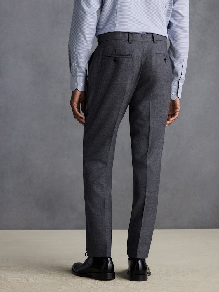 Mens Next Grey Regular Fit Signature 100% Wool Trousers With Motion Flex Waistband 32W x 34L (UK 32 L)