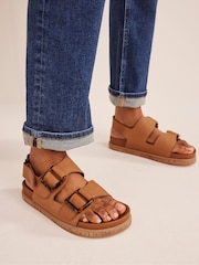 Boden Brown Chunky Flat Buckled Sandals - Image 2 of 5