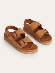 Boden Brown Chunky Flat Buckled Sandals - Image 4 of 5