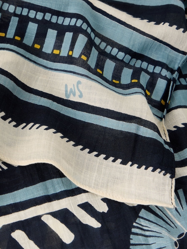 White Stuff Blue Callie Printed Scarf - Image 2 of 3