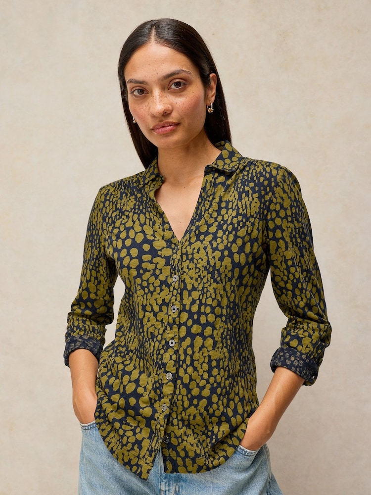 White Stuff Green Annie Cotton Jersey Shirt - Image 1 of 6 White Stuff Green Annie Cotton Jersey Shirt - Image 1 of 6