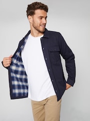 Threadbare Navy Check Lined Cotton Shacket - Image 1 of 4