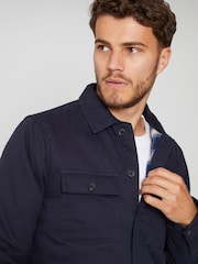 Threadbare Navy Check Lined Cotton Shacket - Image 4 of 4