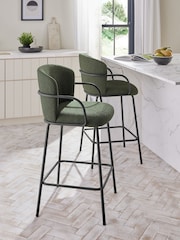 Casual Boucle Olive Green Hugh Bar Stool - Image 1 of 9