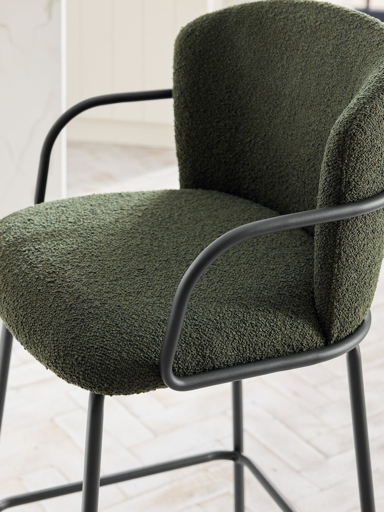 Casual Boucle Olive Green Hugh Bar Stool - Image 2 of 9