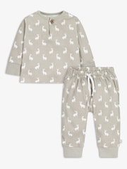 The Little Tailor Baby 2 Piece Jersey Bunny Print 100% Cotton Gift Set - Image 2 of 7