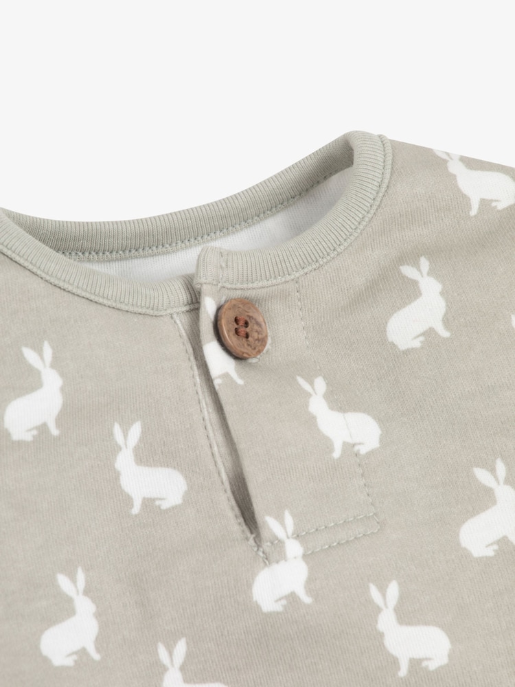 The Little Tailor Baby 2 Piece Jersey Bunny Print 100% Cotton Gift Set - Image 6 of 7