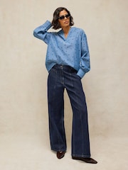 White Stuff Blue Raya Pop Over Blouse - Image 1 of 6