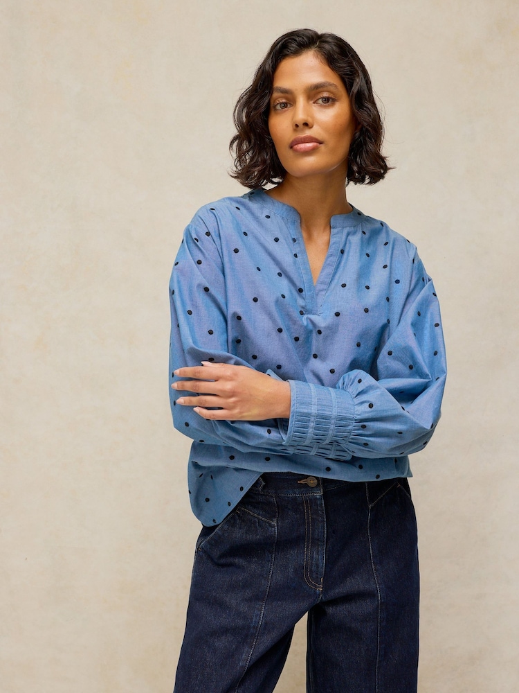 White Stuff Blue Raya Pop Over Blouse - Image 2 of 6 White Stuff Blue Raya Pop Over Blouse - Image 2 of 6
