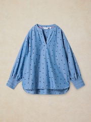 White Stuff Blue Raya Pop Over Blouse - Image 5 of 6