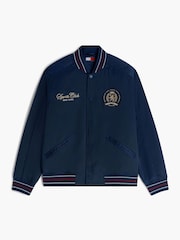 Tommy Jeans Blue Crest Patch Relaxed Satin Bomber Jacket - Image 5 of 5