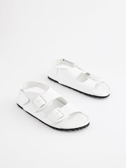 White Croc Effect Back Strap Leather Footbed Sandals - Image 2 of 7