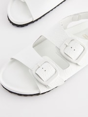 White Croc Effect Back Strap Leather Footbed Sandals - Image 5 of 7