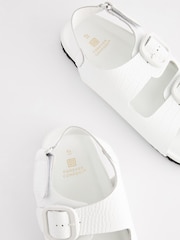 White Croc Effect Back Strap Leather Footbed Sandals - Image 6 of 7