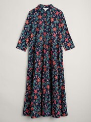 Seasalt Cornwall Blue Windflower Three Quarter Sleeve Tiered Dress - Image 5 of 6