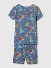 Gap Blue Disney Princess Organic Cotton Short Sleeve Pyjama Set (6-12 months) - Image 1 of 2
