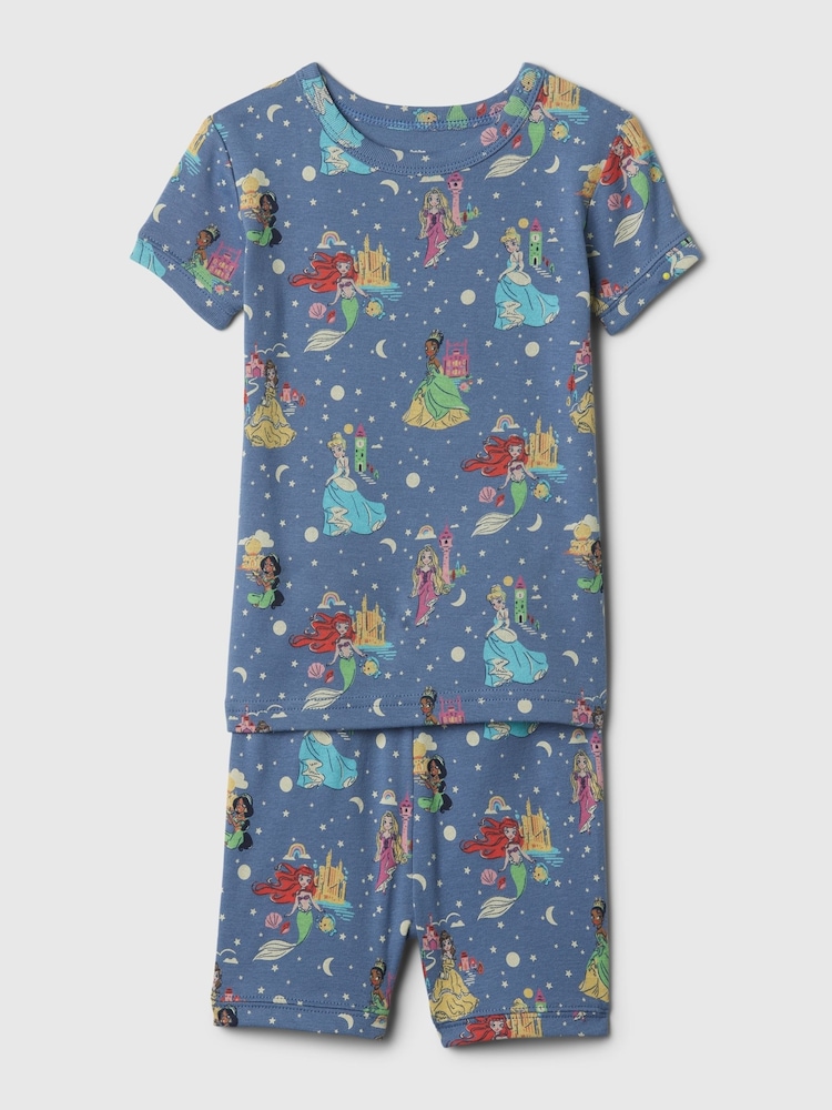 Gap Blue Disney Princess Organic Cotton Short Sleeve Pyjama Set (6-12 months) - Image 1 of 2