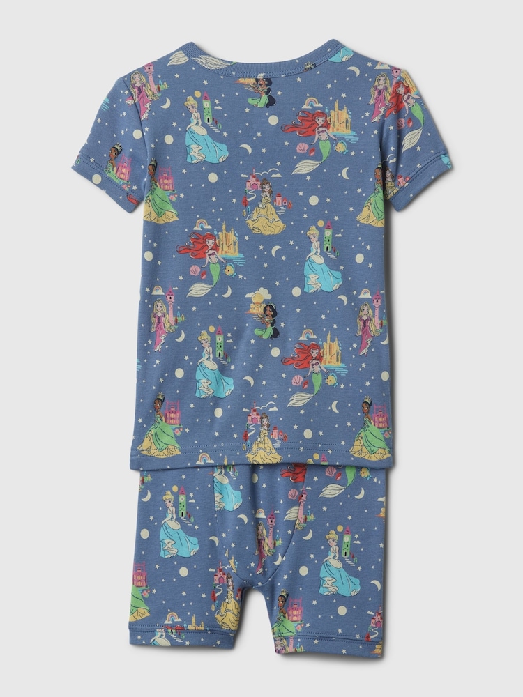 Gap Blue Disney Princess Organic Cotton Short Sleeve Pyjama Set (6-12 months) - Image 2 of 2