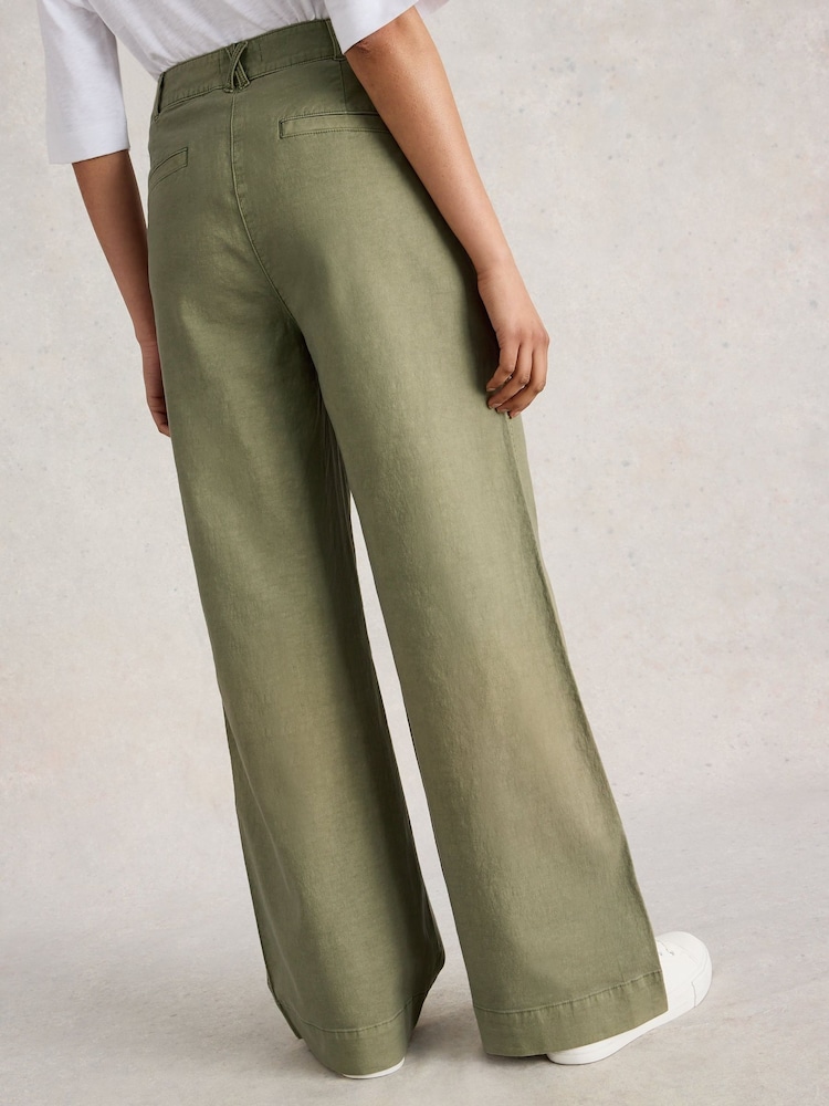 White Stuff Green Twister Chino Wide Leg Trousers - Image 2 of 6 White Stuff Green Twister Chino Wide Leg Trousers - Image 2 of 6