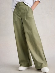 White Stuff Green Twister Chino Wide Leg Trousers - Image 4 of 6