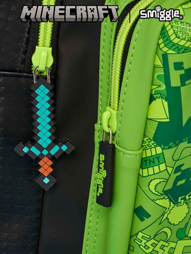 Smiggle Green Minecraft Classic Backpack - Image 3 of 4