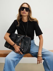 River Island Black Embossed Monogram Tote Bag - Image 1 of 6