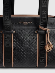 River Island Black Embossed Monogram Tote Bag - Image 6 of 6